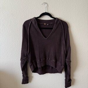 Free People Fp One Aubrey Thermal Top Ribbed Dolman Sleeve Pullover XS